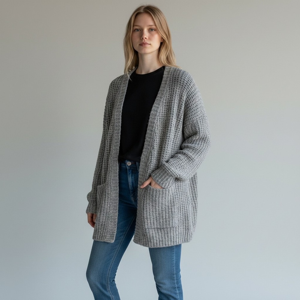 Free People Weekend Getaway Cardigan Womens XS Gray Alpaca‎ Blend Boho Oversized